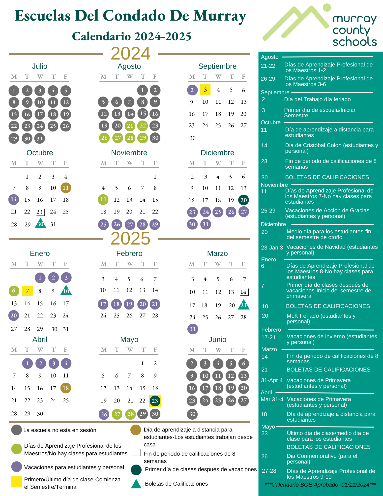 Complete Maury County School Calendar Overview 1 Documents | Murray County Schools