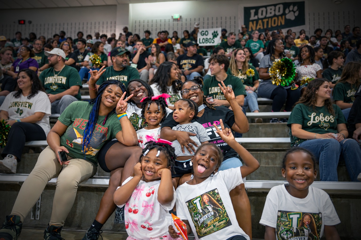 Families gather in Lobo Coliseum for Longview ISD's first Community Pep Rally.