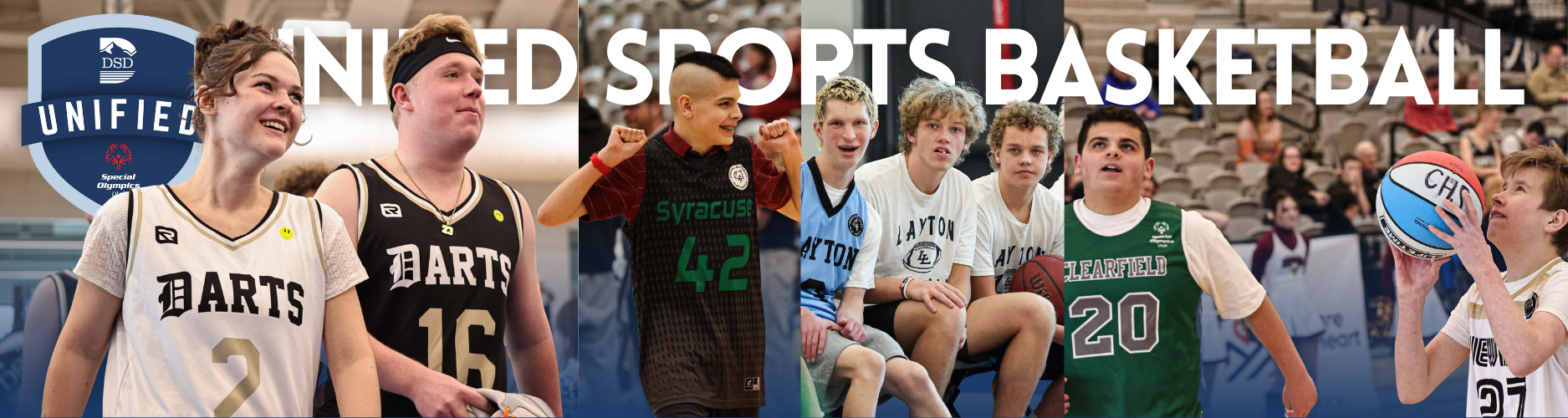Students participate in Unified Basketball with spectators in the bleachers