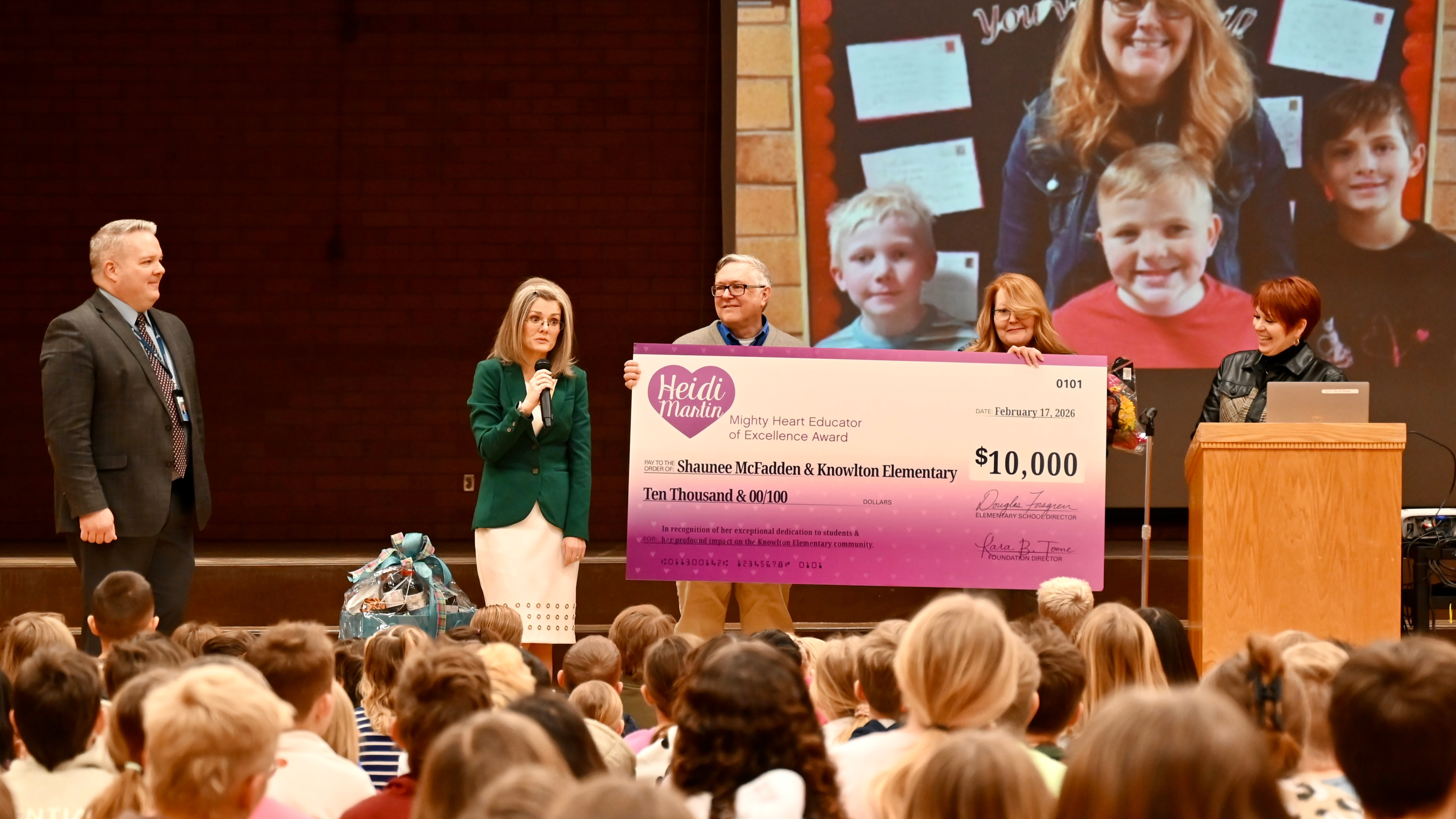 Photo from the event with staff and students